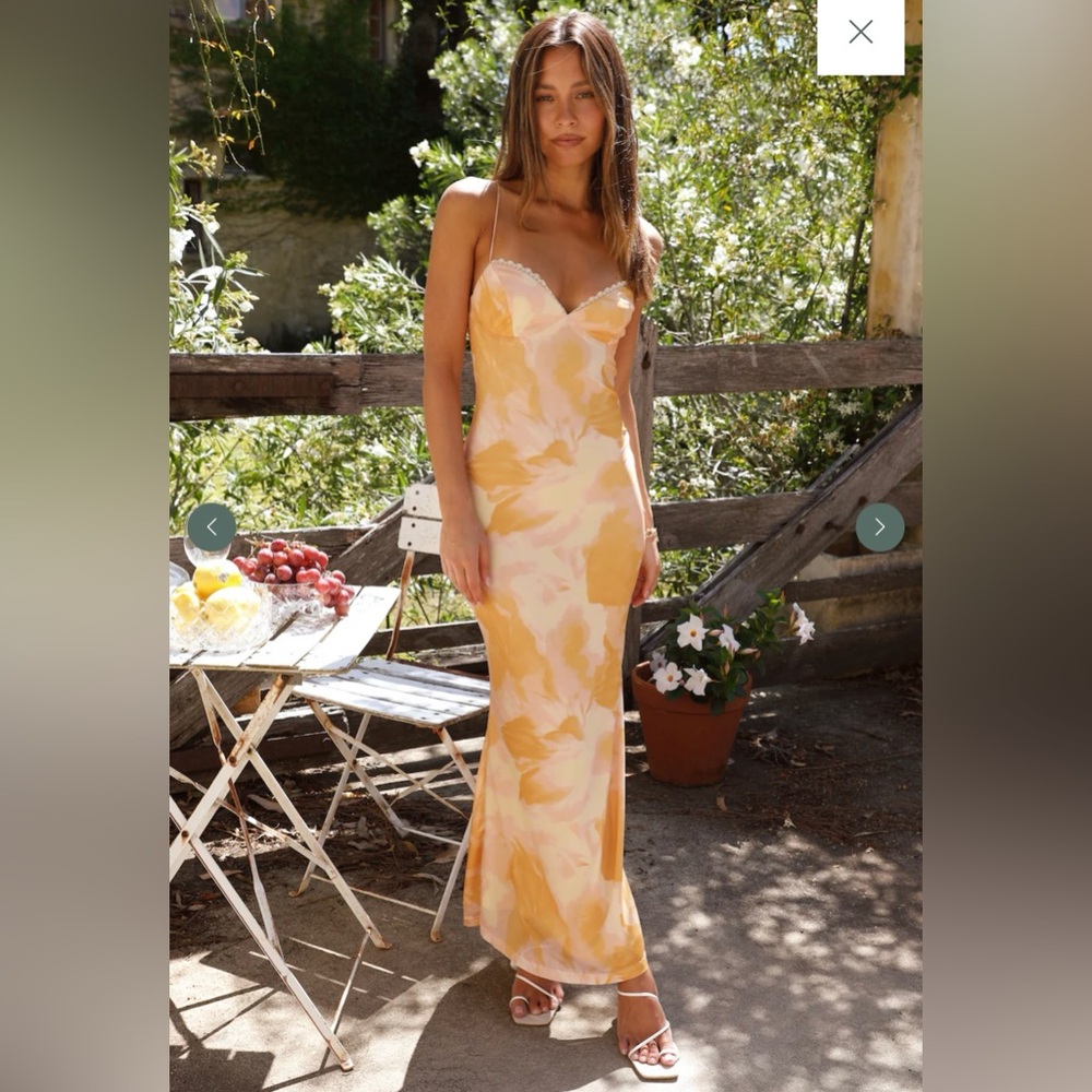 Yellow Floral Maxi Slip Dress with Spaghetti Straps